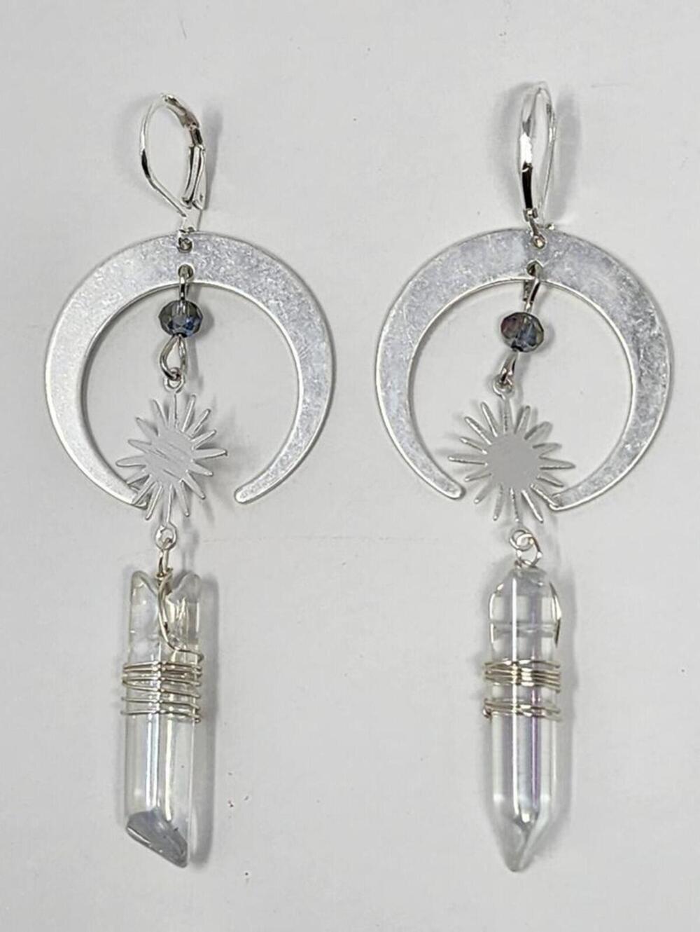 Celestial Nights Silver Moon & Star Earrings